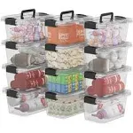 Cetomo 12Qt*12 Plastic Storage Bins, Storage Box, 12 Pack, Tote Organizing Container with Durable Lids, Secure Latching Buckles and Handles,