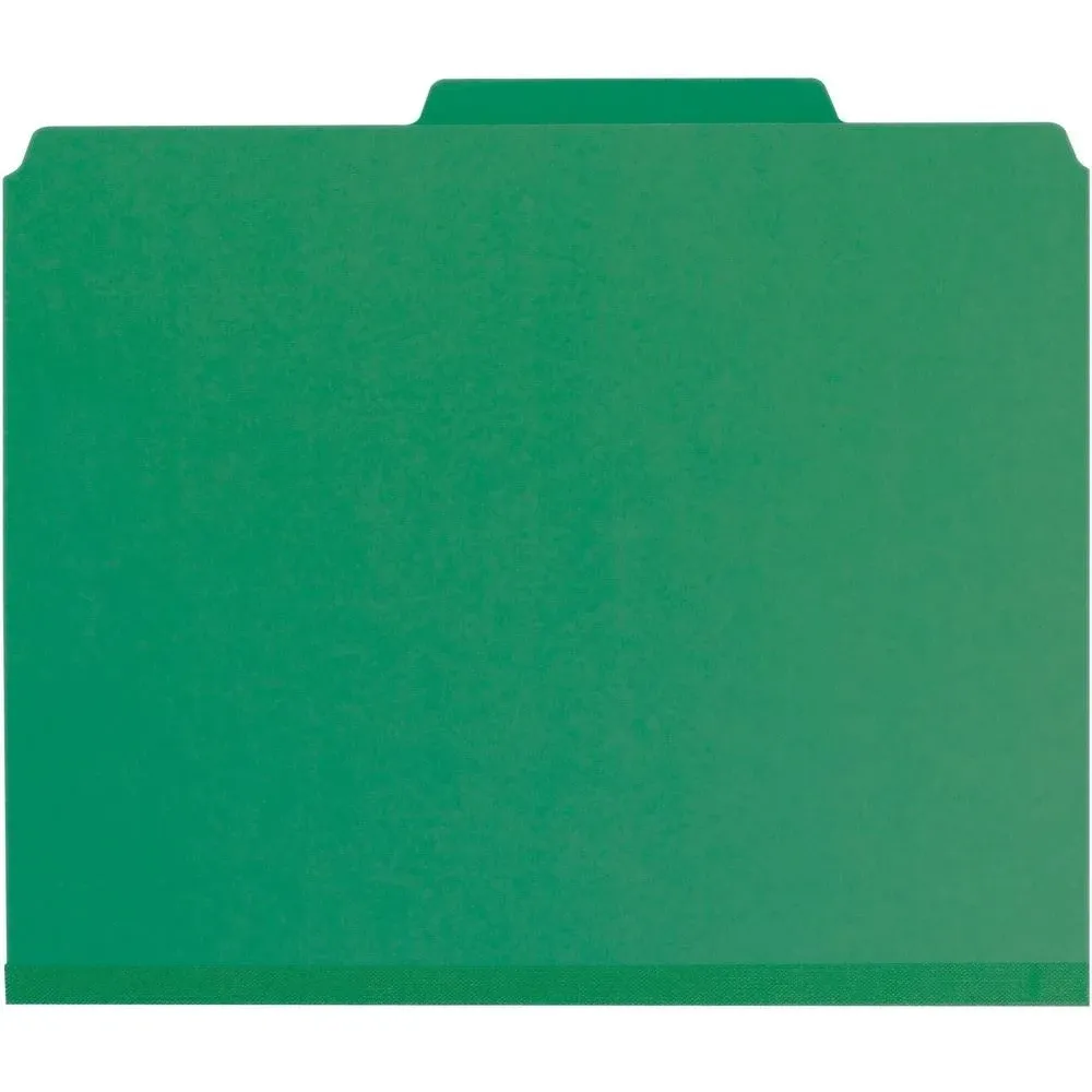 Smead 14063, 100% Recycled Pressboard Classification Folders, 2 Dividers, Letter size, Green, 10/Box