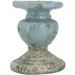  DF0935 Distressed Blue Terracotta Pillar Candle Holder Small