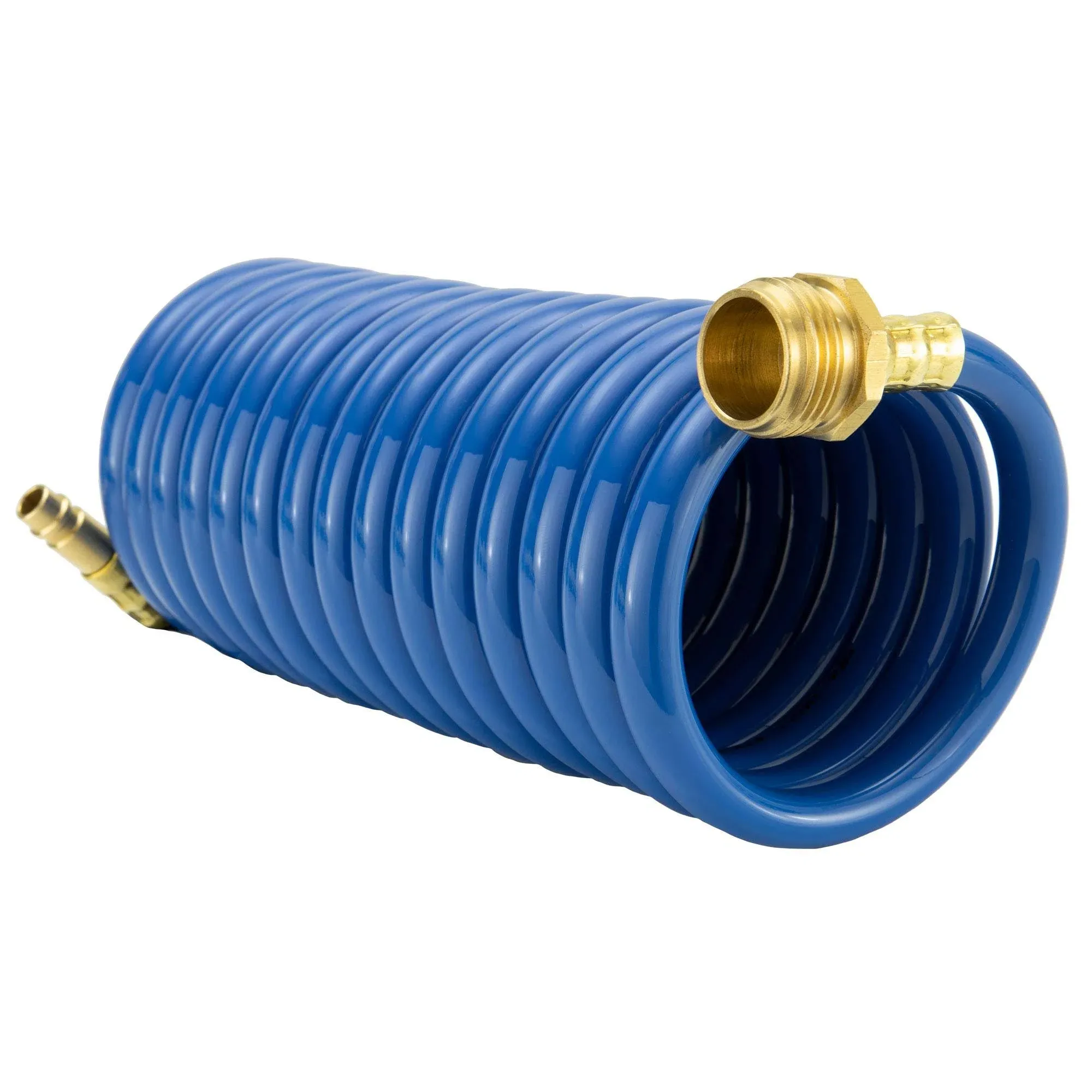 RecPro RV Exterior Shower Hose | 15' Blue Coiled Hose | Optional Flexible Quick Connect Sprayer | UV Resistant (No Sprayer)