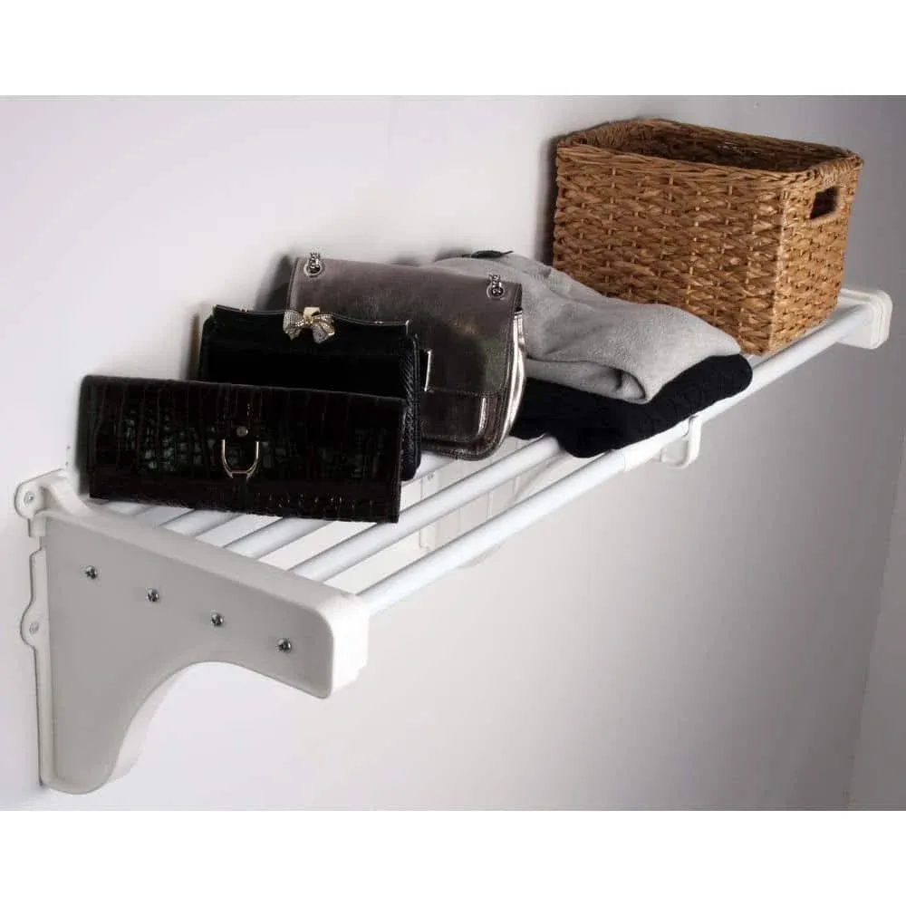 EZ Shelf 40 in. - 75 in. Expandable Metal Shelf in White with 2 End Brackets EZS-SW72-1-2