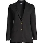 Lands' End Women's Fine Gauge Cotton Button Front Blazer Sweater - Small - Black