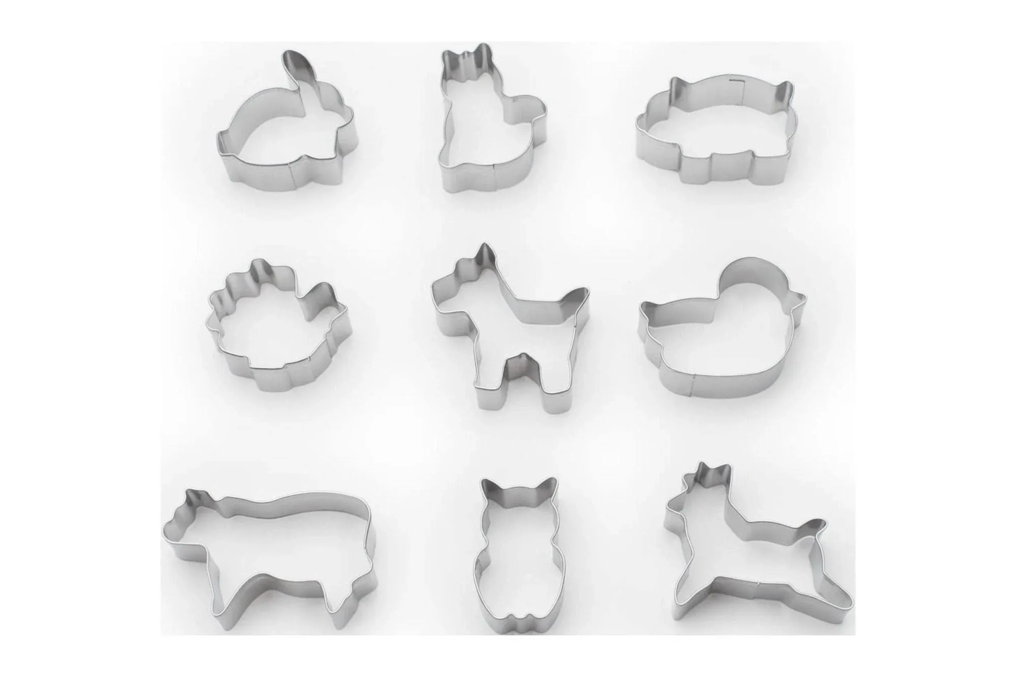 Fox Run Mini Animal Cookie cutters, 0.75 x 1.5 x 1 inches, Metallic