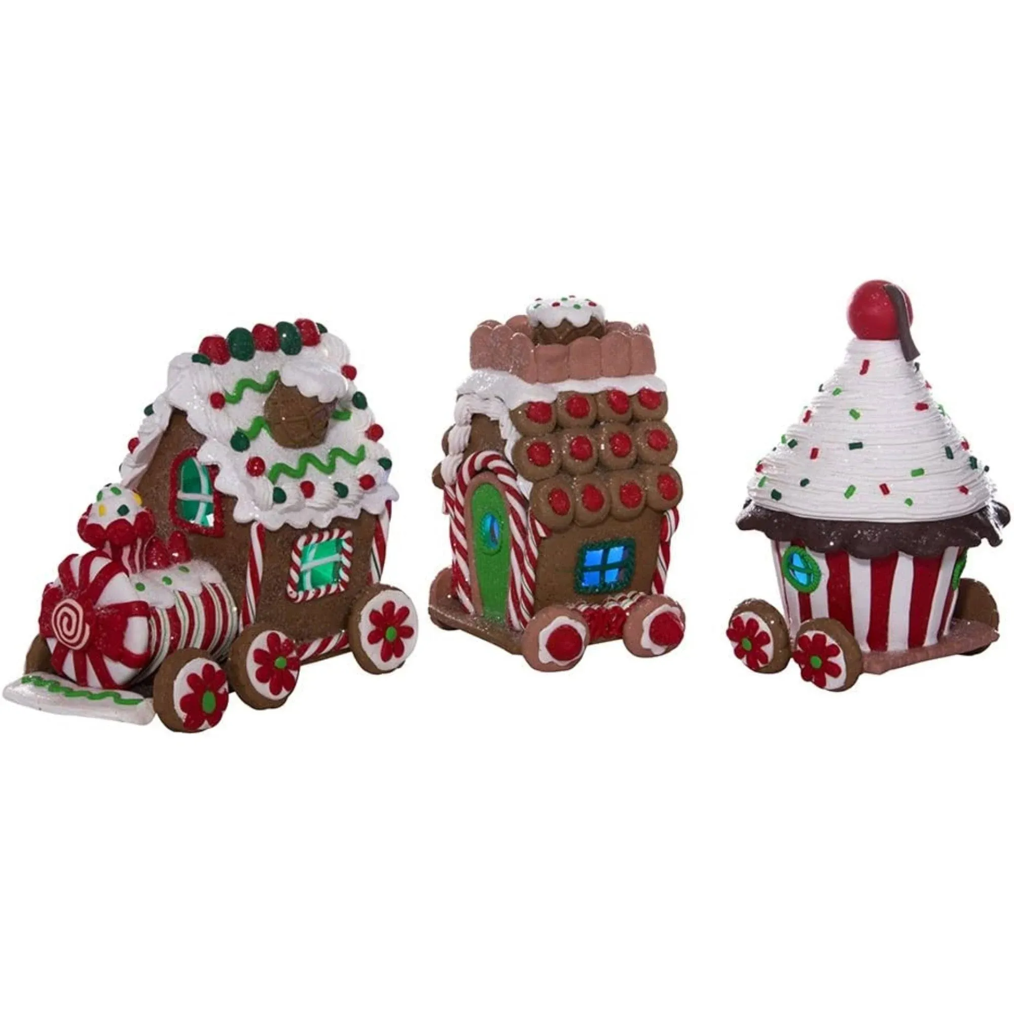 Kurt Adler 4.3 in. Claydough 3D LED Gingerbread Train - Set of 3