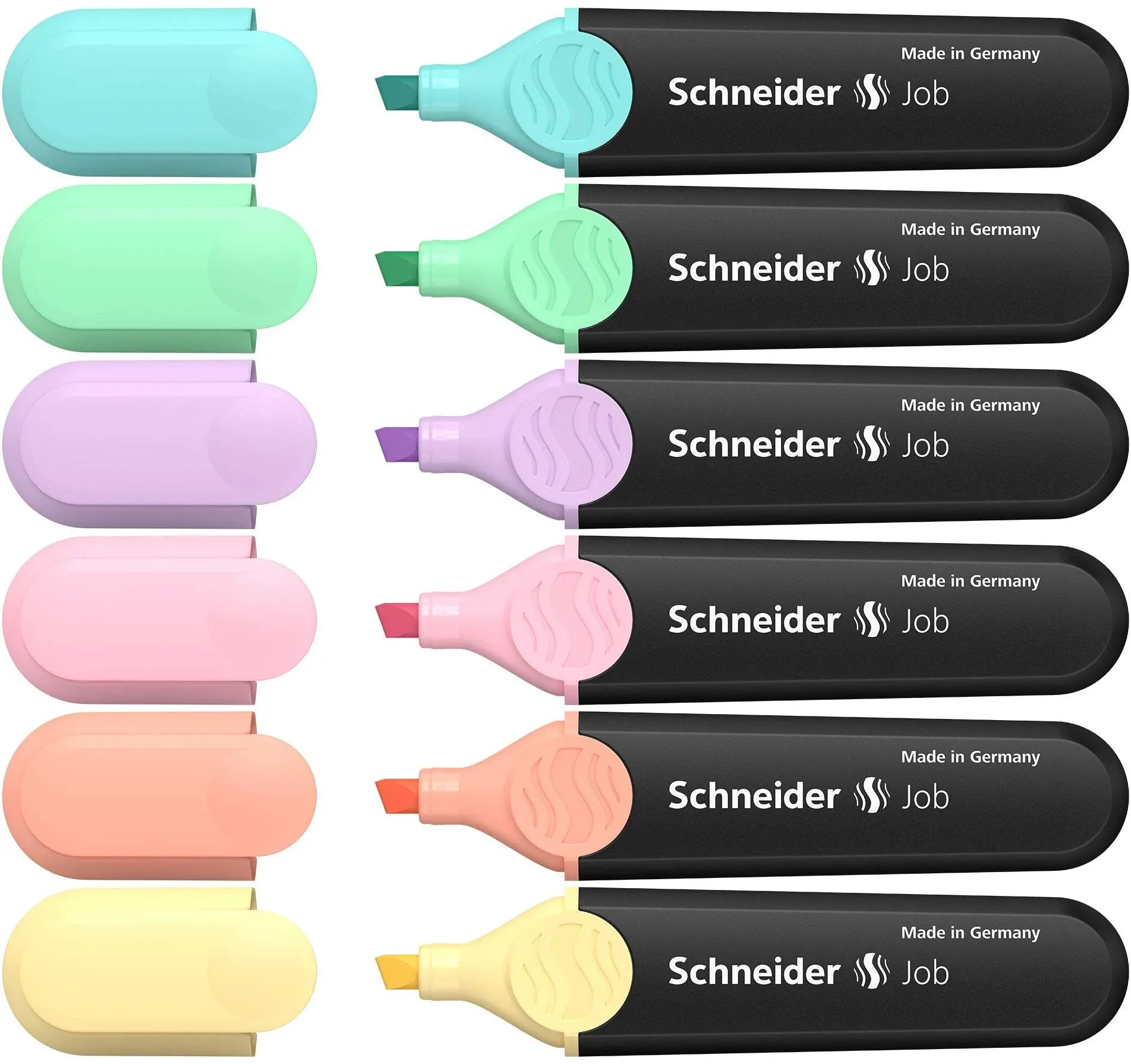 6pk Schneider Job Highlighter Pastel, Chisel Tip, 1 + 5 mm Black Barrel Assorted