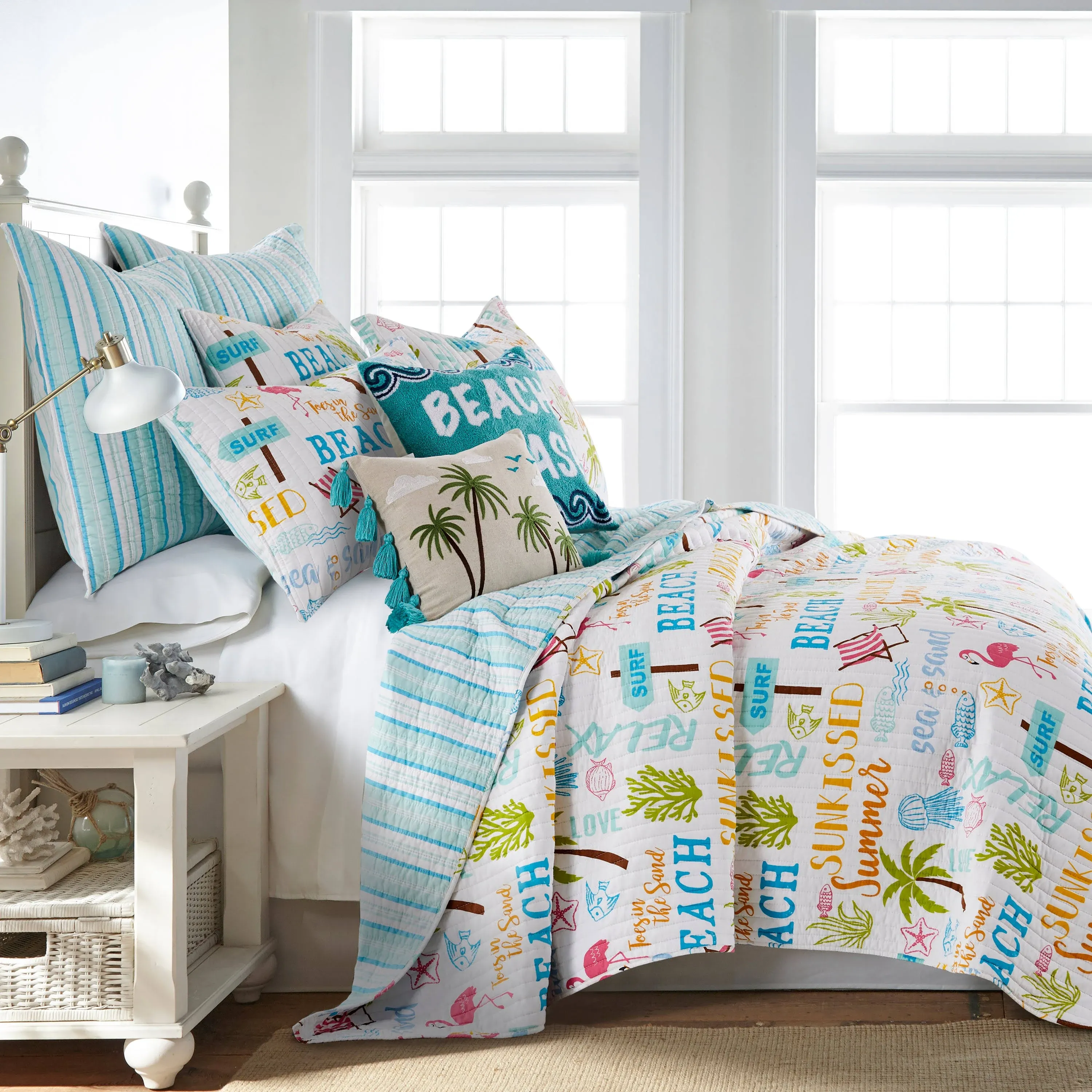 Homthreads Beach Days Quilt Set Twin - Multi