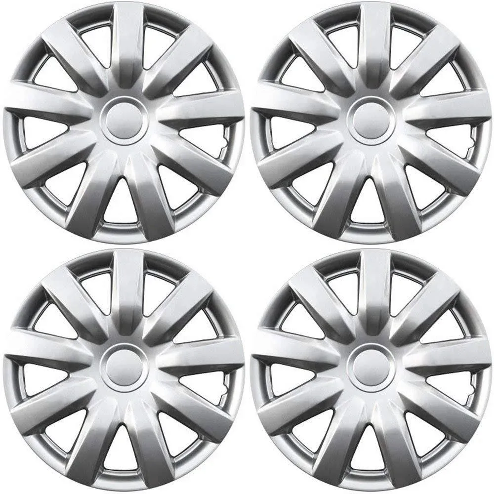 Oxgord 15-Inch Wheel Covers Hub Caps, Silver (Pack of 4)