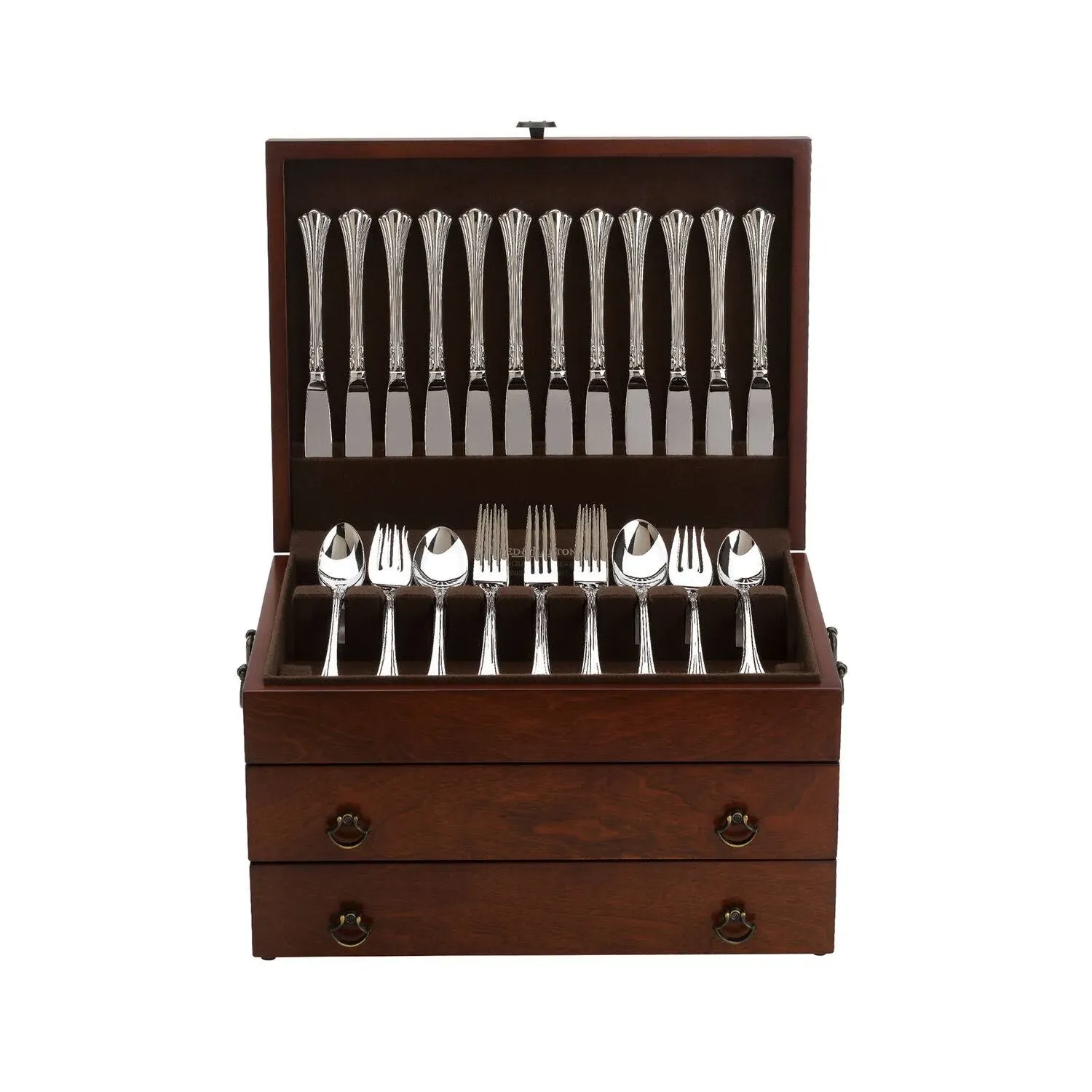 Reed & Barton 43M Bristol Grande Mahogany Flatware Chest,Brown