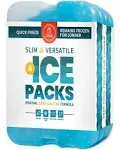 Healthy Packers Ice Packs for Lunch Boxes & Coolers - Freezer Packs - Original Cool Pack | Cooler Accessories for Beach, Camping & Fishing | Slim & Long-Lasting Reusable Ice Pack for Cooler (Set of 4)