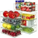 Heyuzb 8-Piece Stackable Clear Plastic Food Storage Bins with Handles - Pantry, Freezer, Fridge Organizer