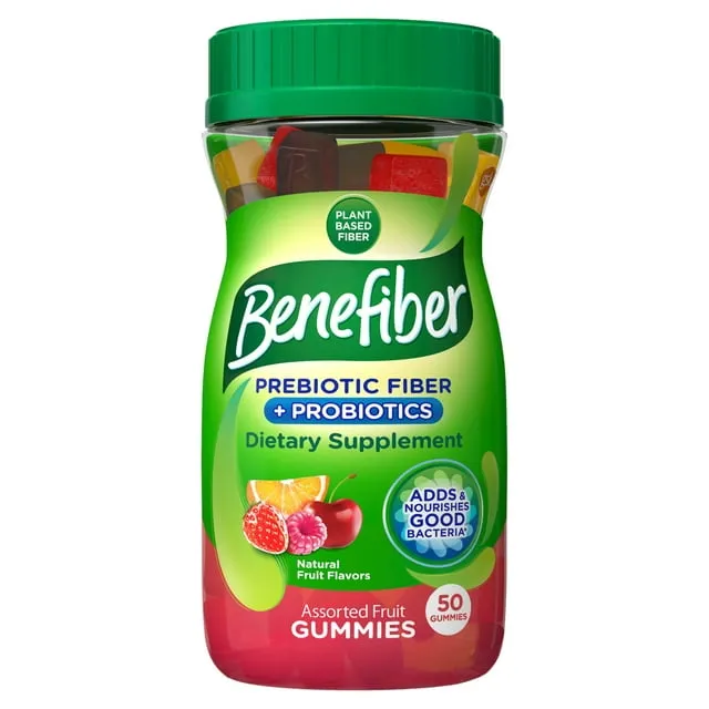 Benefiber Prebiotic Fiber + Probiotics, Gummies, Assorted Fruit - 50 gummies