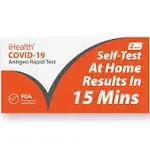 iHealth COVID-19 Antigen Rapid Test, 1 Pack, 5 Tests Total, FDA EUA Authorized OTC at-Home Self Test, Results in 15 Minutes with Non-invasive Nasal Swab, Easy to Use & No Discomfort