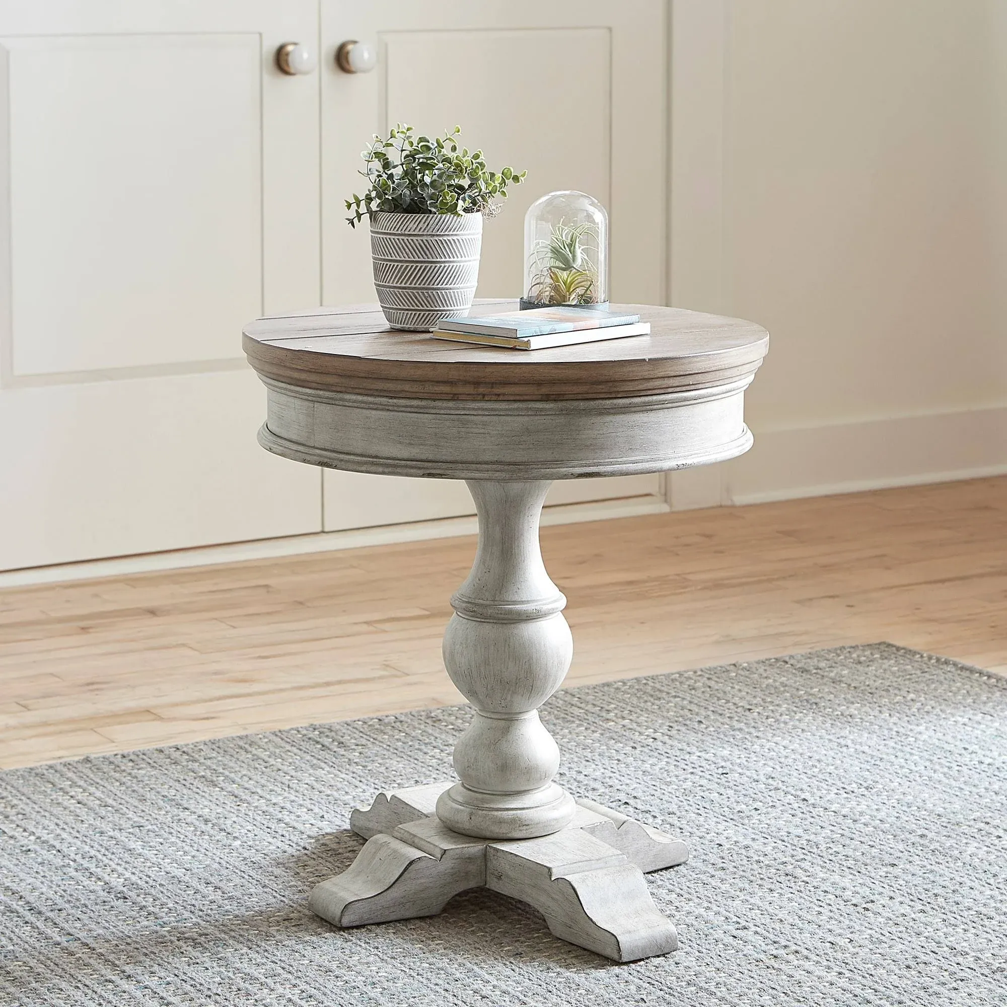 Liberty Furniture Heartland - Round Pedestal Chair Side Table - White