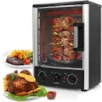 Nutrichef Upgraded Multi-Function Rotisserie Oven - Vertical Countertop Oven with Bake, Turkey Thanksgiving, Broil Roasting Kebab Rack with Adjustable Settings, 2 Shelves 1500 Watt - AZPKRT97