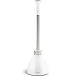 simplehuman Toilet Plunger and Caddy, Stainless Steel, White