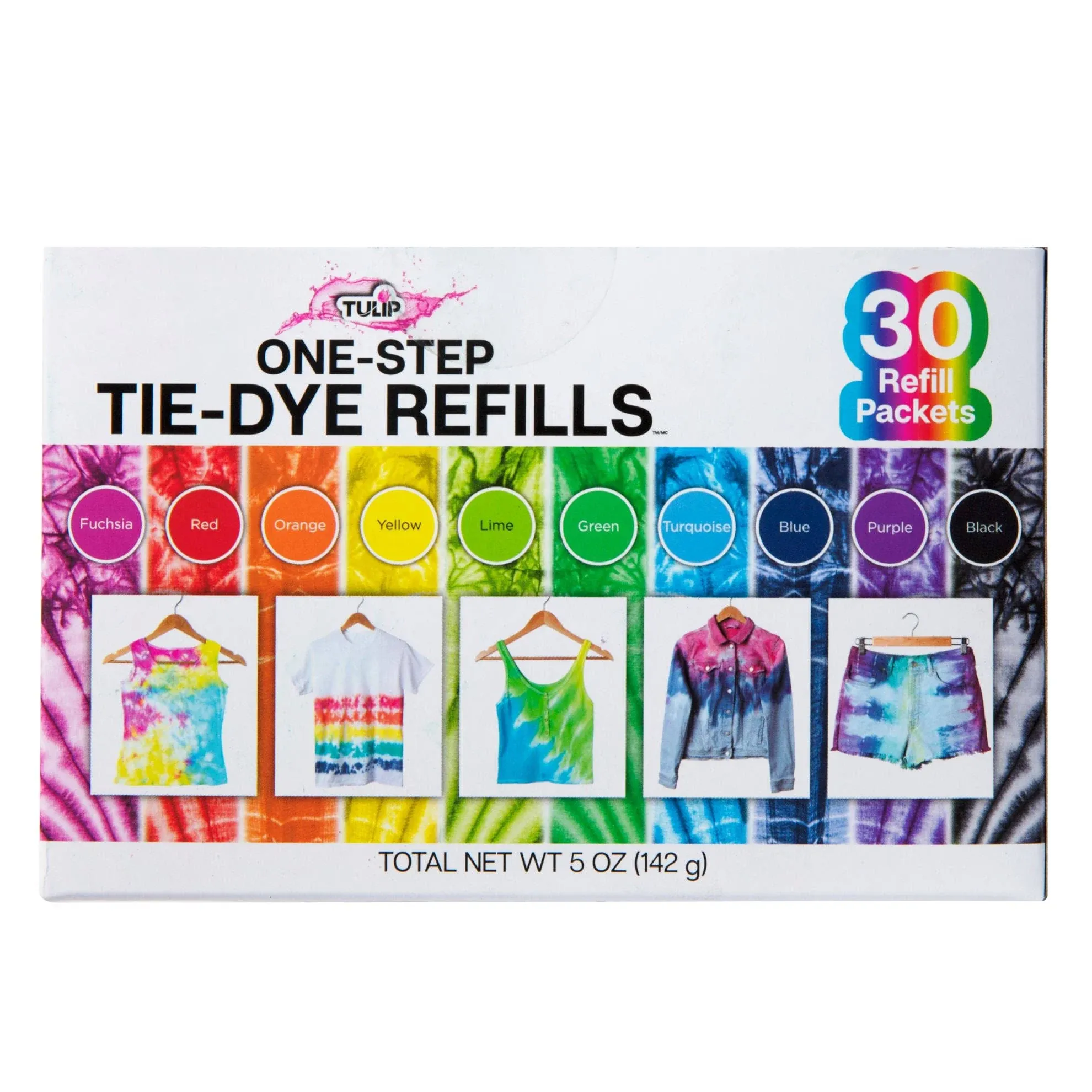 Tulip One-Step Tie-Dye Kit Refills 30 Pack, Rainbow Tie Dye