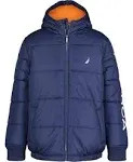 Nautica Boys' Heavyweight Hooded Bubble Jacket with Polar Fleece Lining