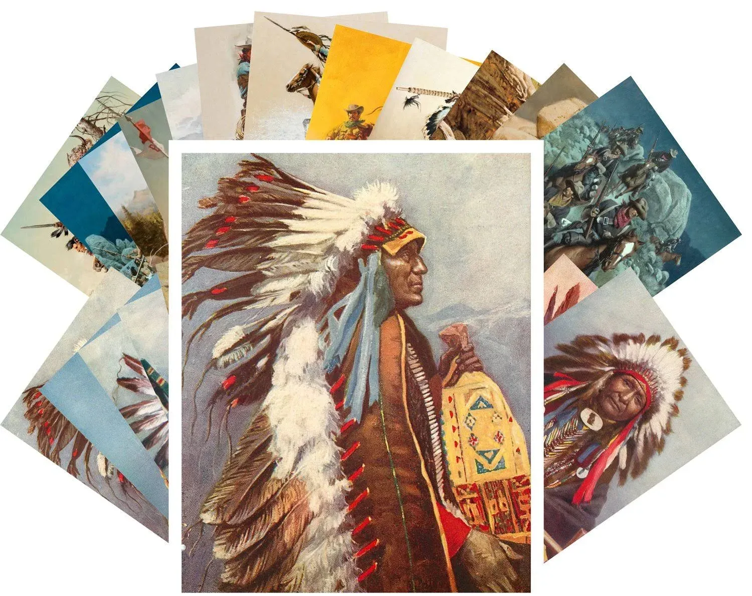 Vintage Postcards 24 Pcs Indian Chief Native American Life and portraits Vintage ...