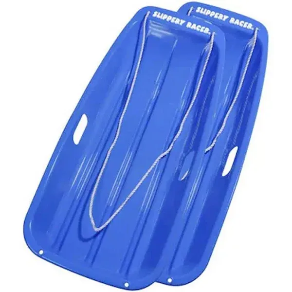 35 in. x 18 in. x 4 in. Downhill Winter Toboggan Snow Sled with Rope (Blue, 2-Piece)