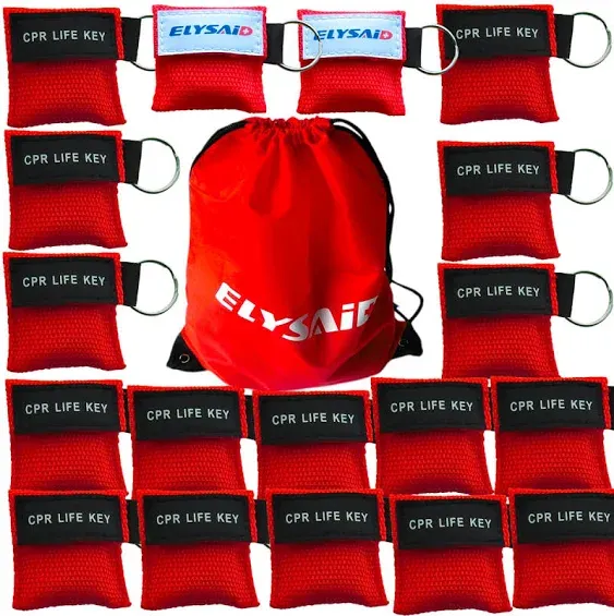 100 Pcs/pack CPR Barrier Keychain with Cpr Face Shield CPR Life Key for CPR Aed Training (Red)