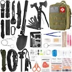 LUXMOM Survival Kit and First Aid Kit, 142pcs Professional Survival Gear and Equipment with Molle Pouch, for Men Dad Husband Who Likes Camping Outdoor