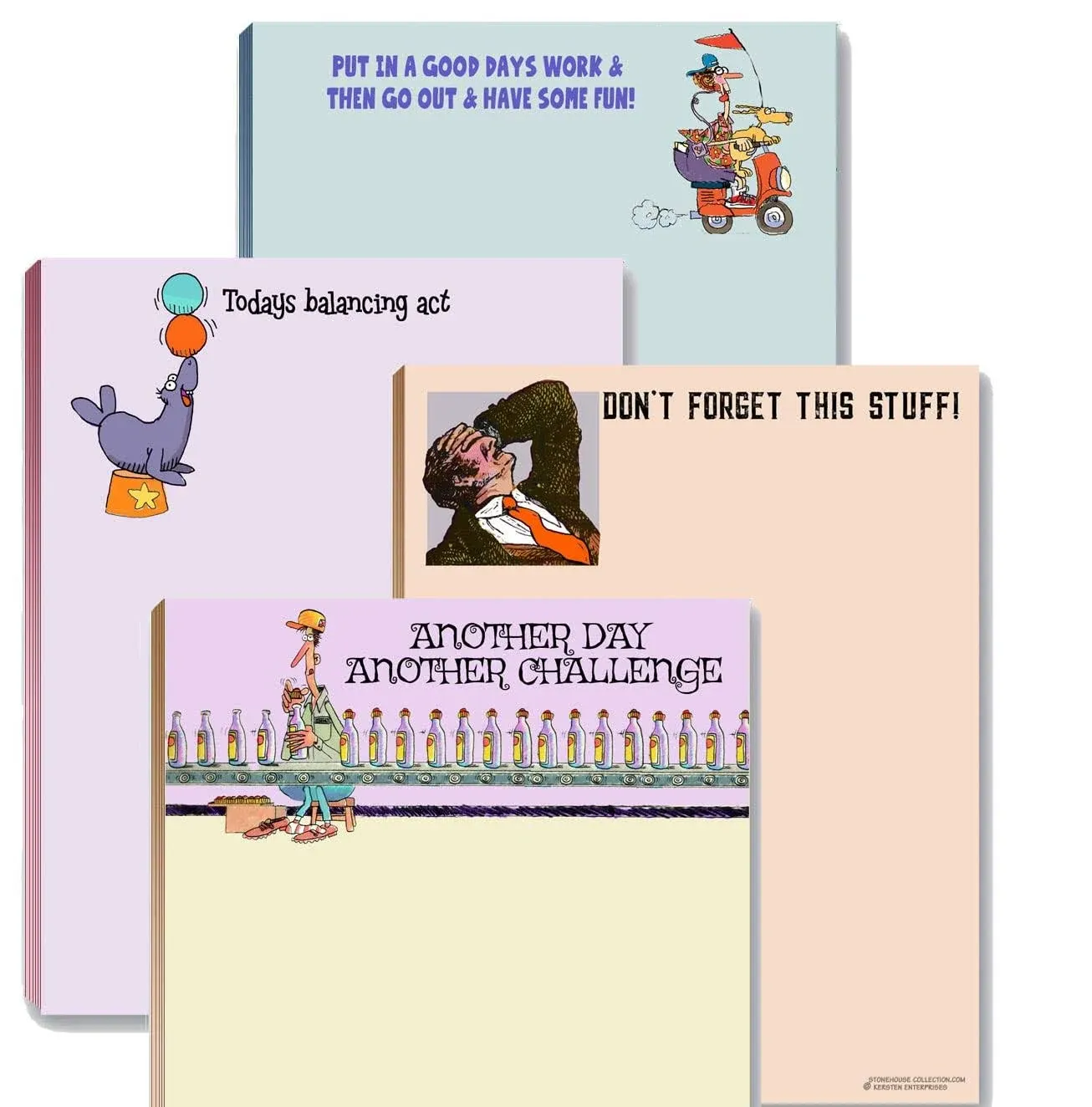 Stonehouse Collection in 4 Funny Assorted Notepads Pack, Daily to Do List Notepad ...