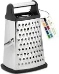 Professional Box Grater, Stainless Steel with 4 Sides, Best for Parmesan Cheese, Vegetables, Ginger, XL Size, Black