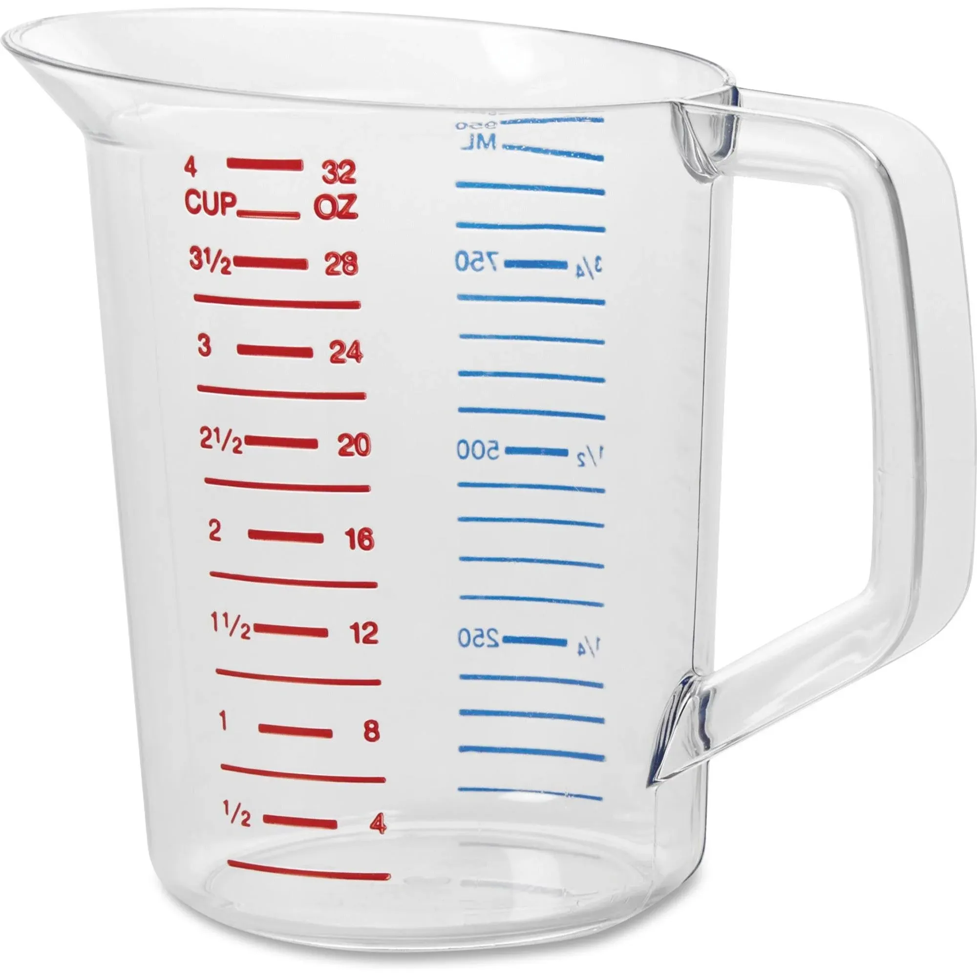 Rubbermaid FG321600CLR Bouncer Clear Poly Measuring Cup 1 qt