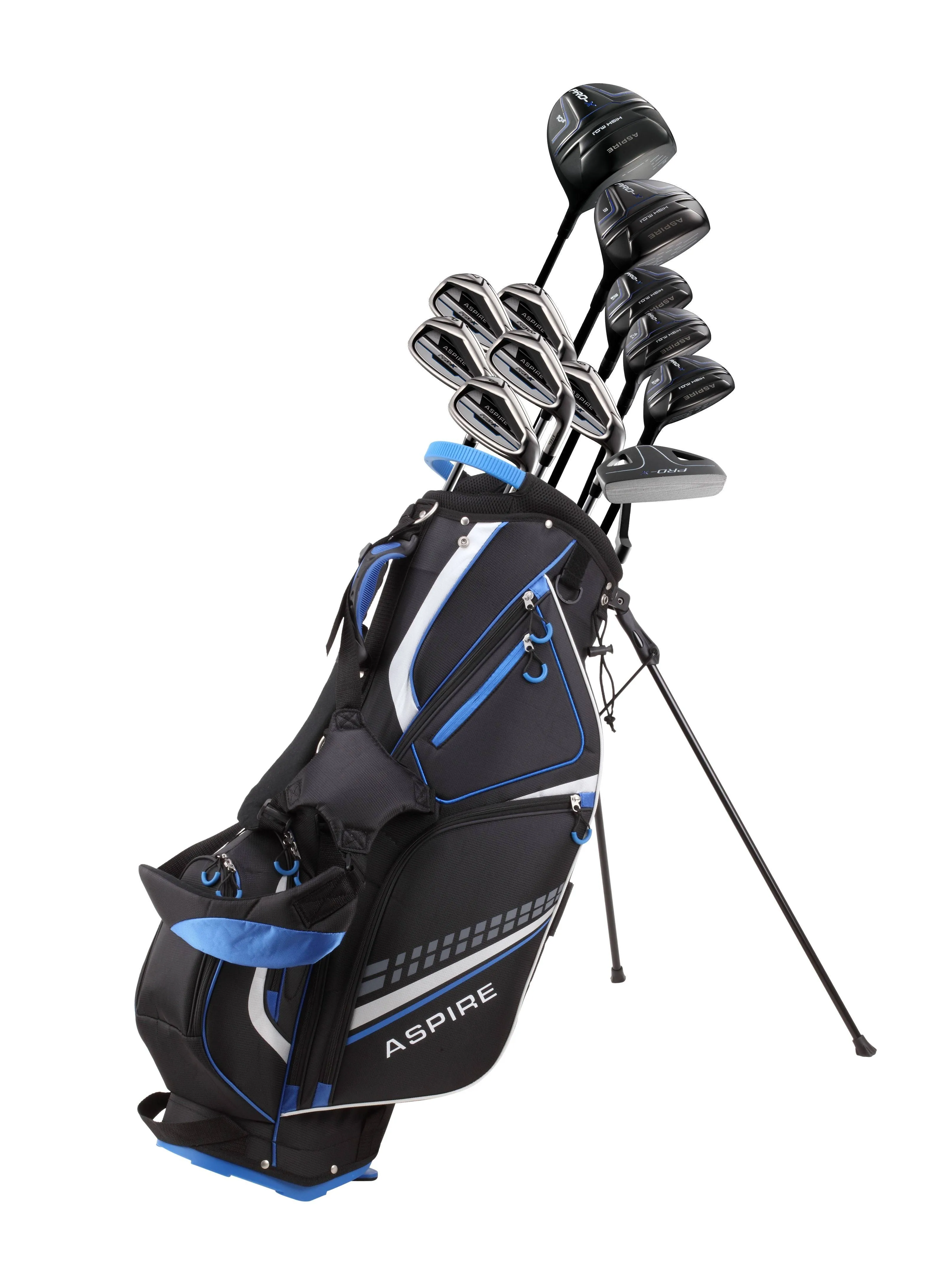 19 Piece Men's Complete Golf Club Package Set with Titanium Driver, #3 Fairway Wood, 3-4-5 Hybrids, 6-SW Irons, Putter, Stand Bag, 5 H/C's - Choose Options!