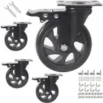 5 Inch Caster Wheels with Brake 2200lbs,Heavy Duty Casters Set of 4,Swivel Plat