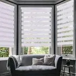 LUCKUP Horizontal Window Shade Blind Zebra Dual Roller Blinds Day and Night Blinds Curtains,Easy to Install 23.6" x 59", White