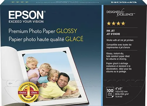 Epson 100-ct. Premium Glossy Ink Jet Photo Paper 4"x6"