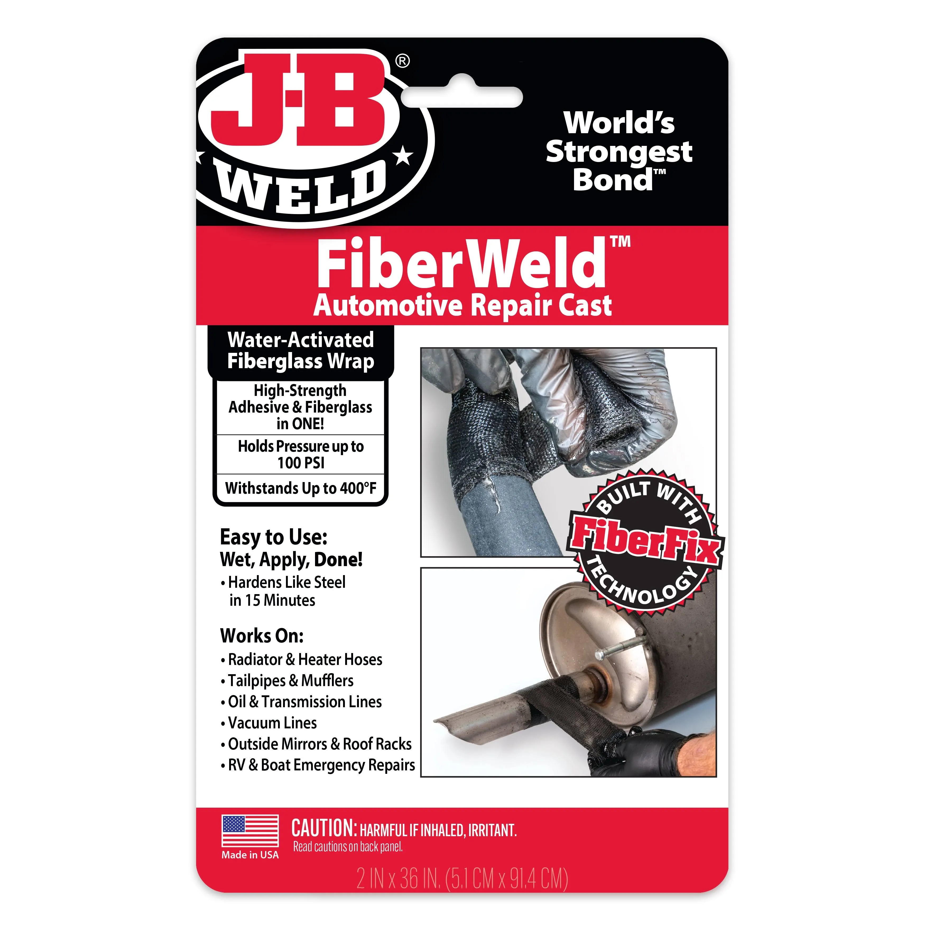 J-B Weld FiberWeld 2" x 36" Automoitve Repair Cast, Black (38237)