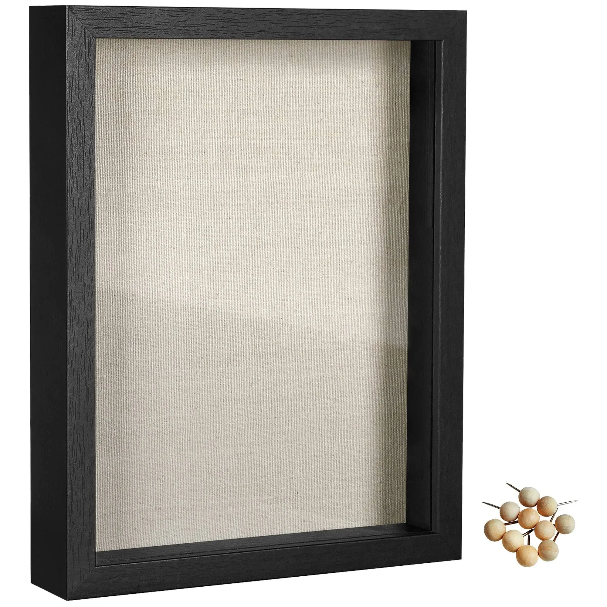 SONGMICS Shadow Box Frame, 8x10 Black Box Frame Display Case with Top Slot and ...