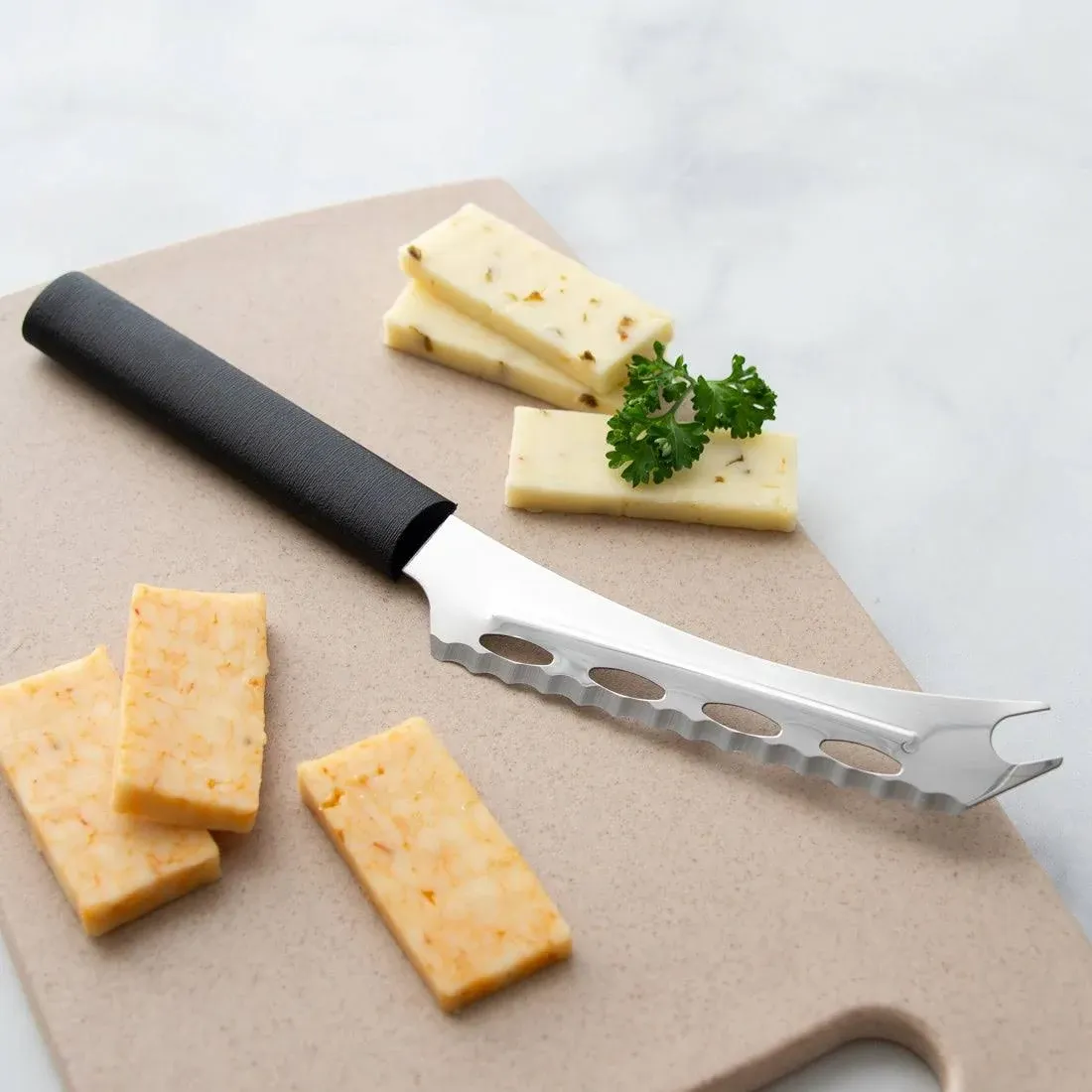 Rada Cutlery Cheese Knife Stainless Serrated Edge Steel Resin, 9-5/8 Inches, Black Handle