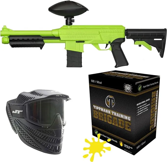 JT Splatmaster .50cal z18 Ready to Play Paintball PAK with Marker  Mask and 500ct Paintballs