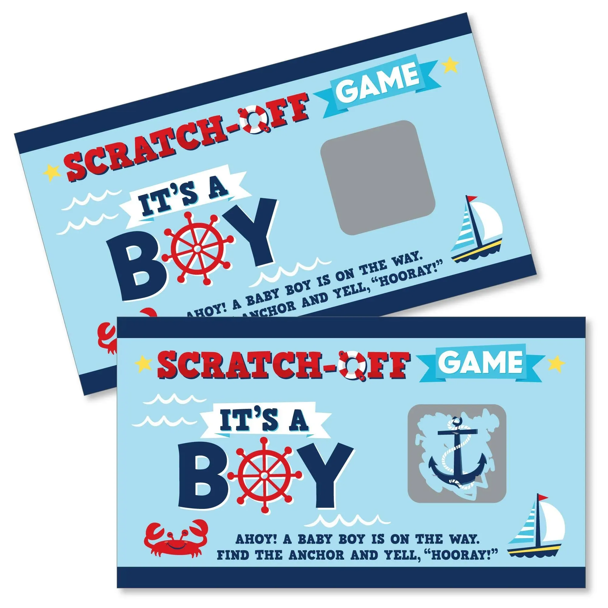 Big Dot of Happiness Ahoy It's a Boy Nautical Baby Shower Game Scratch Off Cards