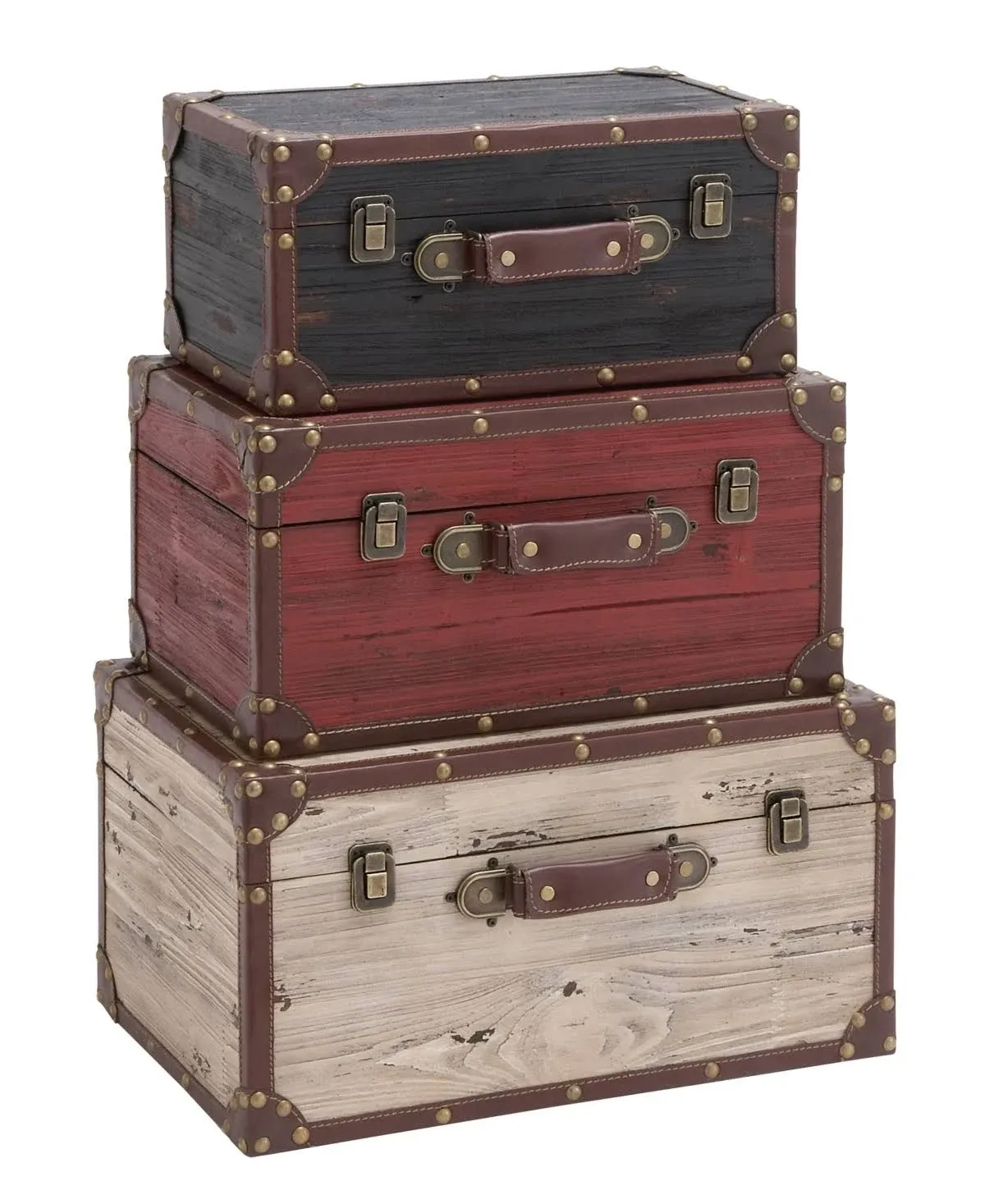 Wood Farmhouse Trunk, Set of 3