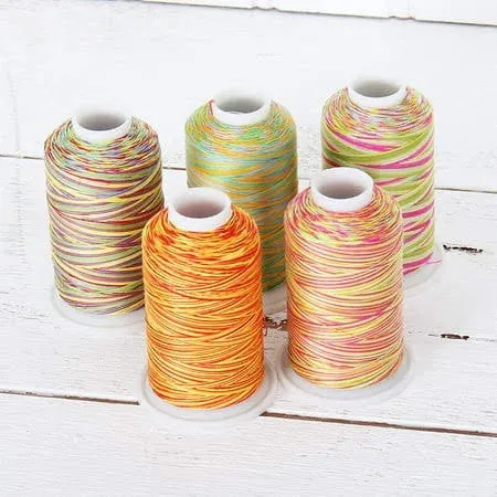 100% Cotton Multicolor Thread Set | 5 Cones Party Colors | 600M (660 Yards) Cones ...