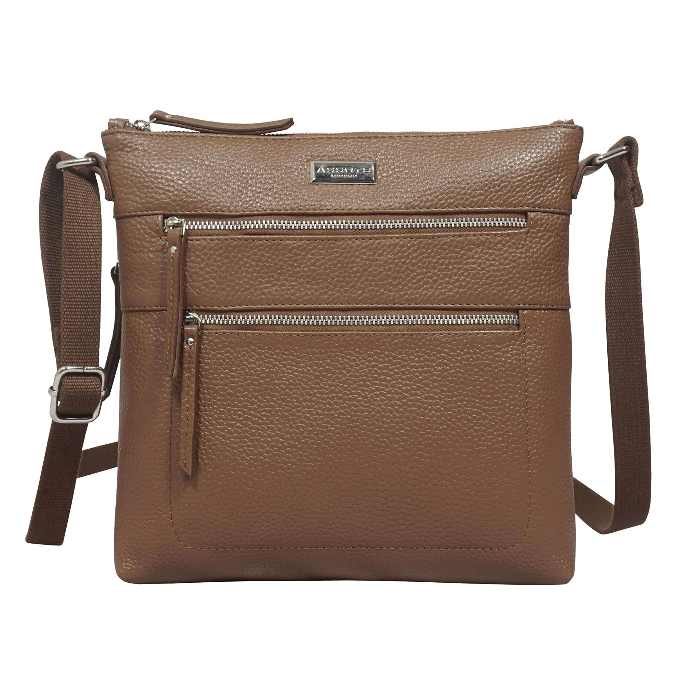 'CORI' Tan Pebble Grain Real Leather Crossbody Bag