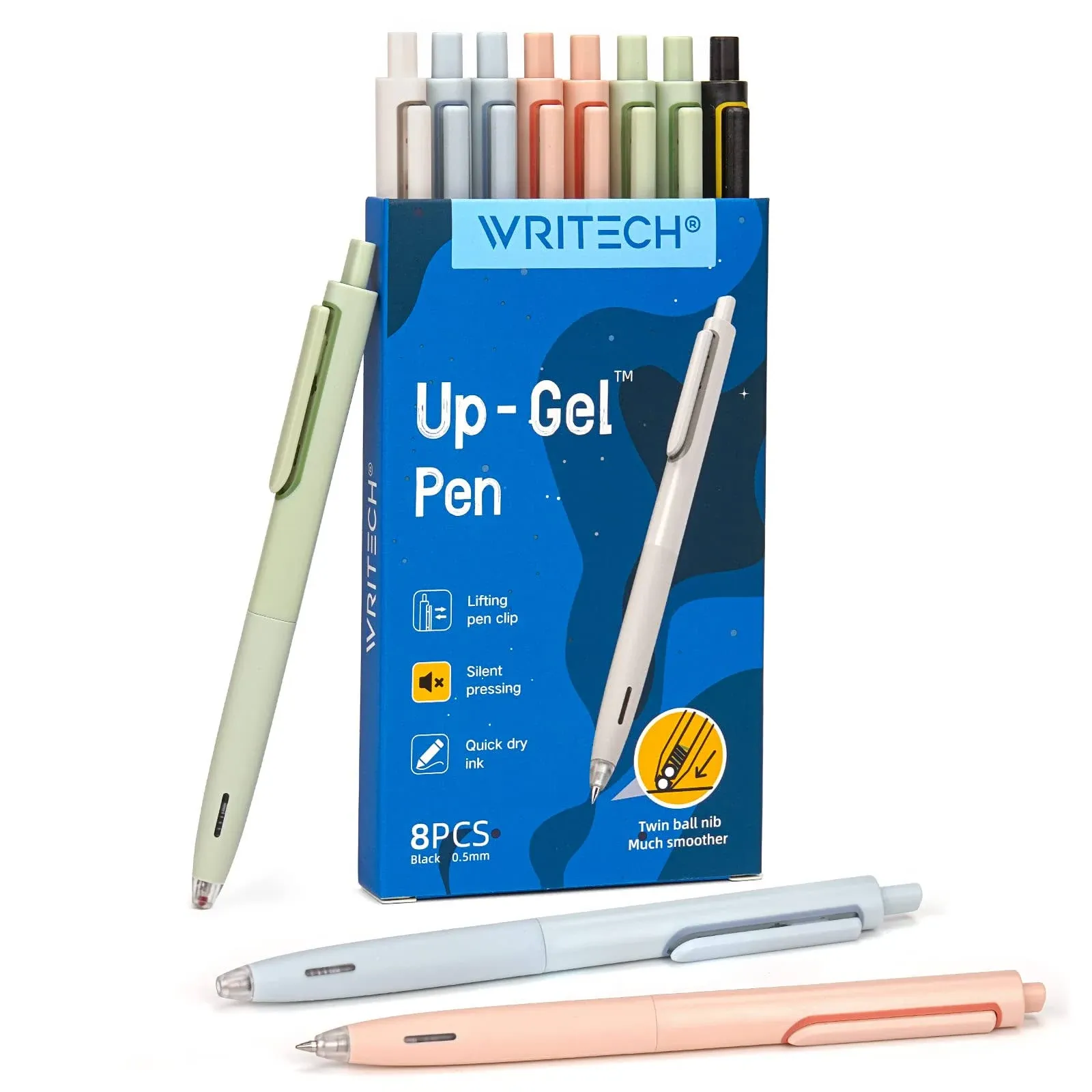 WRITECH Gel Pens Fine Point: 0.5mm No Smear &amp; Smudge Black Ink Pen Click for Jou