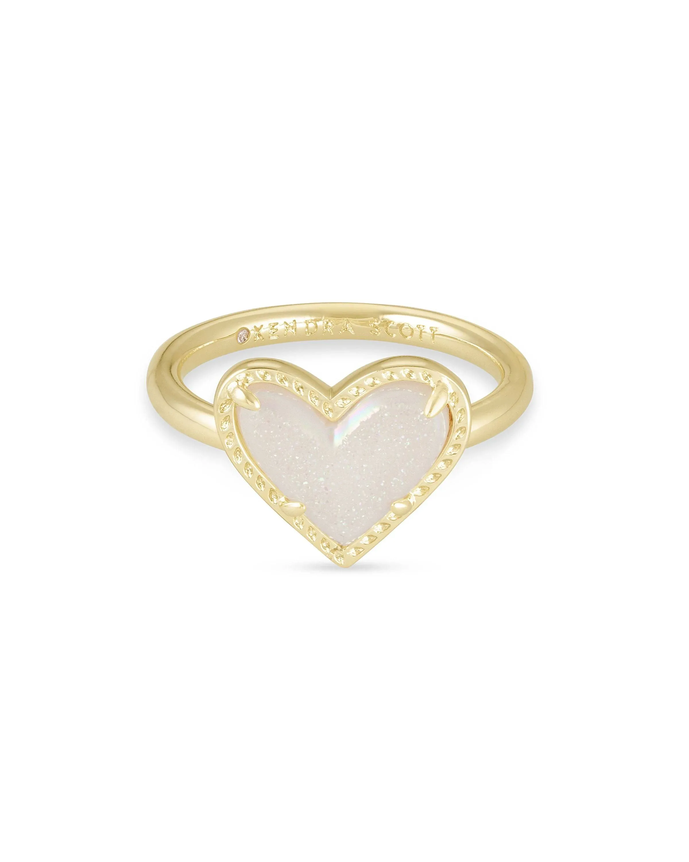 Kendra Scott Ari Heart Gold Band Ring in Iridescent Drusy 10