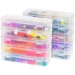 Iris USA Arts and Craft Supply Case, 10 Pack - Size: 5.23W x 13.54D x 2.53H in., Clear