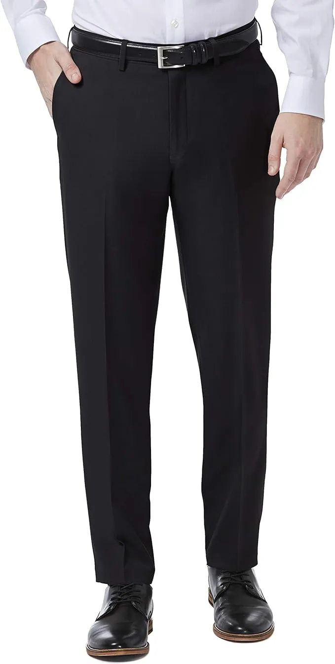 Haggar Men's Premium Comfort Slim-Fit Performance Stretch Flat-Front Dress Pants - Black