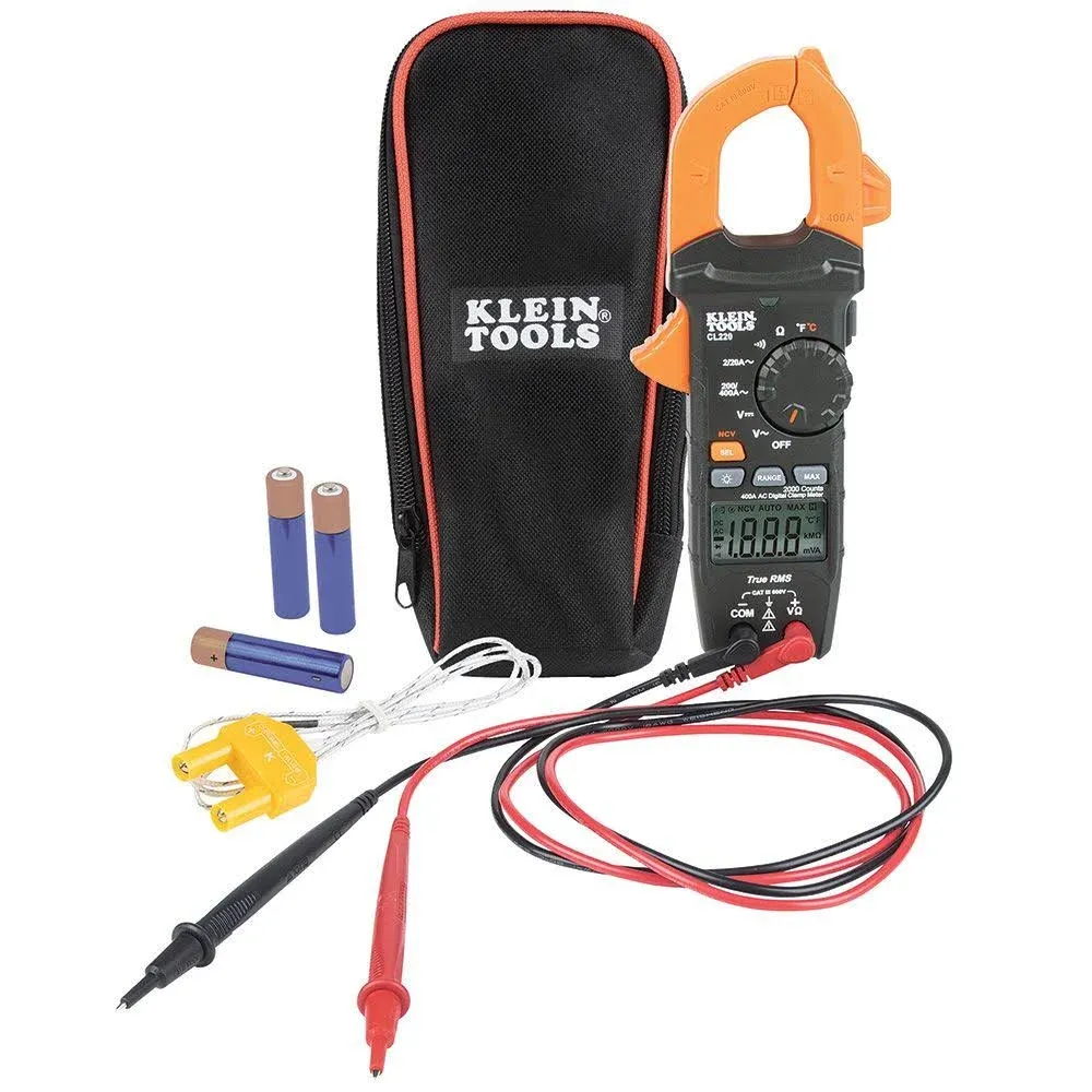 Klein Tools Klein CL220 Digital Auto Ranging Clamp Meter with Temperature