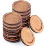 12Pack Regular Mouth Mason Jar Lids - Acacia Wooden Storage, Canning Ball Jar with Airtight Silicone Seal, Brown.