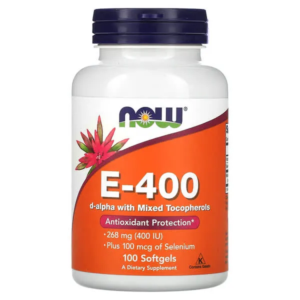 NOW Foods, E-400, D-альфа зі змішаними токоферолами, 268 мг (400 МО), 100 капсул