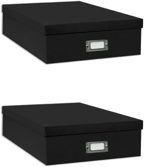 Pioneer Jumbo Scrapbook Storage Box, Black, 14.75 Inch x 13 Inch x 3.75 Inch (Two Pack)