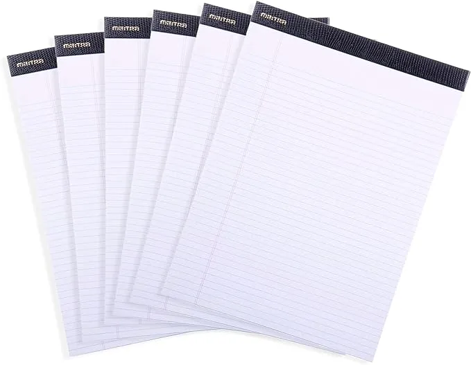 Mintra Office Premium Legal Pads 6pk, 8.5in x 11in, Narrow Ruled, White