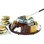 Nostalgia Tabletop Indoor Electric S'mores Maker - Smores Kit With Marshmallow Roasting Sticks and 4 Trays for Graham Crackers, Chocolate, and Marshmallows - Movie Night Supplies - Brown